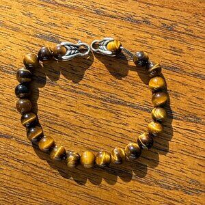 🐅 David Yurman 6mm Tiger’s Eye Spiritual Bead Bracelet — Sterling Silver, 8”